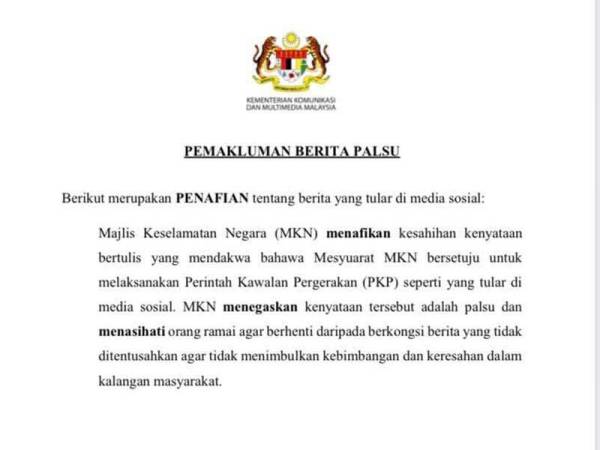 Sumber daripada Twitter KKMM