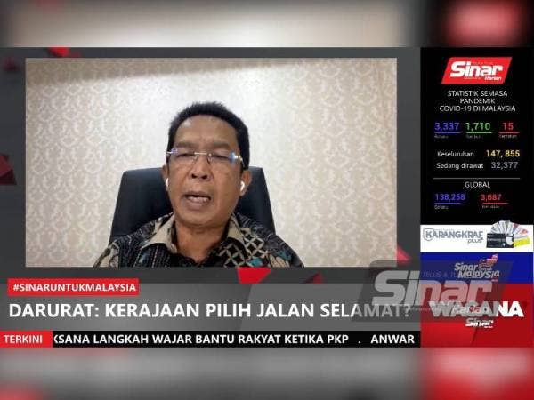Jalaluddin sebagai panelis Wacana Sinar Harian Siri ke-225 bertajuk 'Darurat: Kerajaan Pilih Jalan Selamat?' yang disiarkan secara langsung di Facebook Sinar Harian pada Khamis.