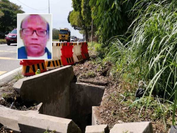 Lokasi mangsa dilaporkan terjatuh sebelum dihanyut arus deras longkang di Lebuh Persiaran Klebang 11 pada khamis. Gambar kecil: Ahmad Amin