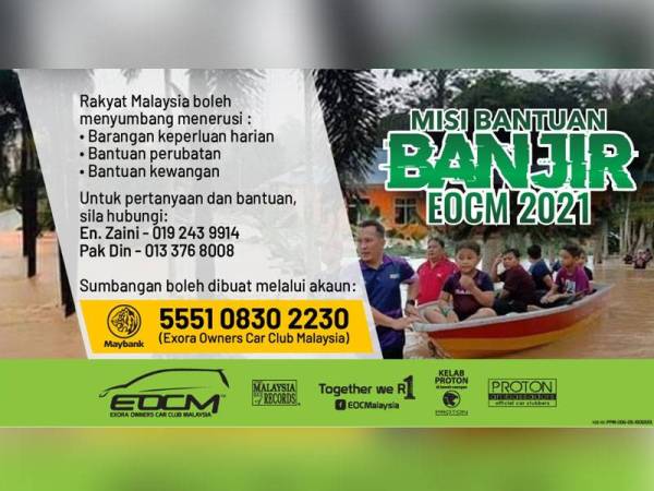 Misi Bantuan Banjir EOCM 2021 sudah dilancarkan sejak awal Januari lalu.