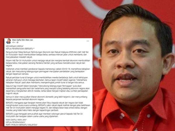 Tangkap layar hantaran di Facebook Wan Saiful Wan Jan pada Selasa.