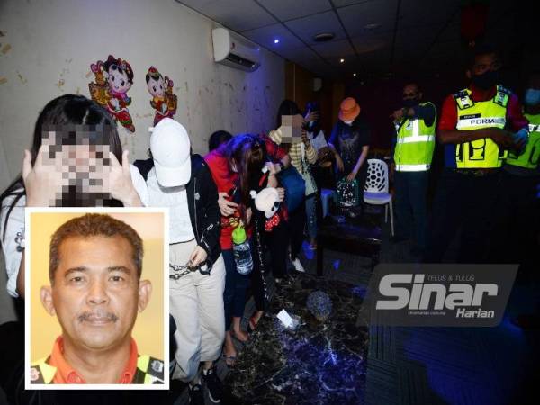 Pelacur warga Thailand dan Indonesia yang ditahan di sebuah premis rumah kedai yang dijadikan asrama di Jalan USJ 21/11, Subang Jaya pada Rabu. - Foto Sinar Harian ROSLI TALIB (Gambar kecil: Asisten Komisioner Abdul Khalid Othman)