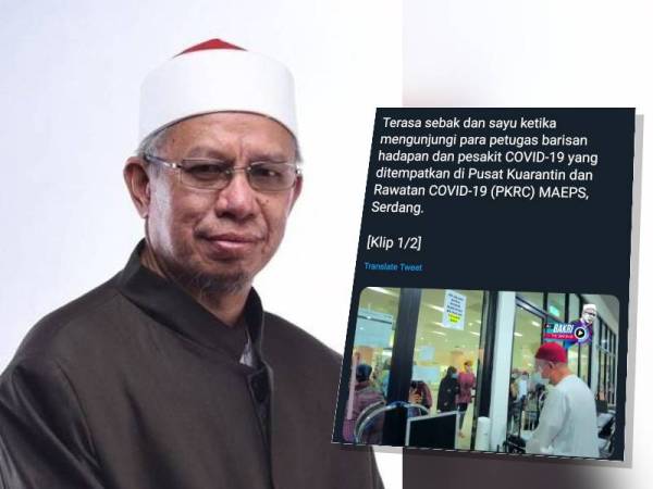 Tangkap layar Twitter Zulkifli yang berkongsi pengalaman ketika bertemu dengan pesakit dan petugas barisan hadapan di Pusat Kuarantin dan Rawatan Covid-19 Berisiko Rendah (PKRC) di Taman Ekspo Pertanian Malaysia (MAEPS) pada Khamis.