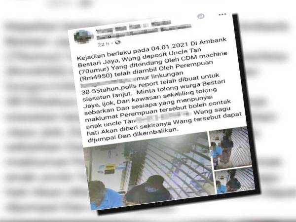 Seorang pengguna Facebook memuat naik status berhubung kejadian terbabit.