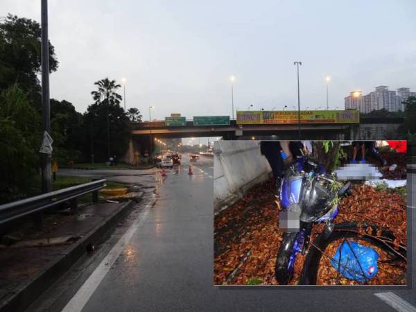 Mangsa maut di lokasi dalam kejadian di Lebuhraya Damansara-Puchong, Subang Jaya, pada Rabu.