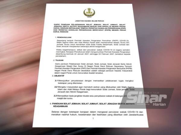 Garis panduan yang dikeluarkan JAIPk berhubung kebenaran solat berjemaah di masjid dan surau.