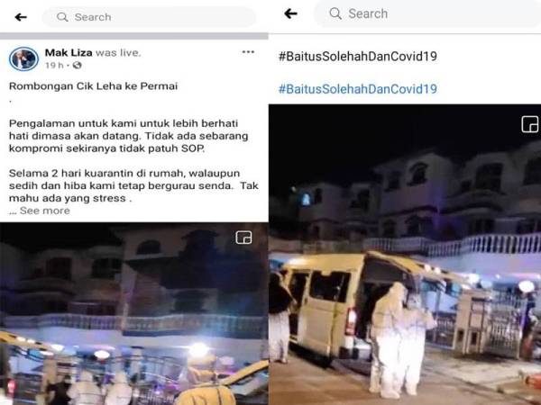 Catatan di Facebook Mak Cik Liza mengenai Rumah Perlindungan Baitus Solehah.