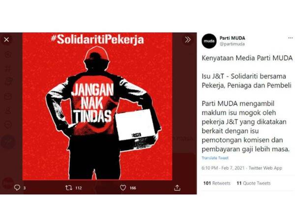 Twitter Parti Muda pada Ahad.