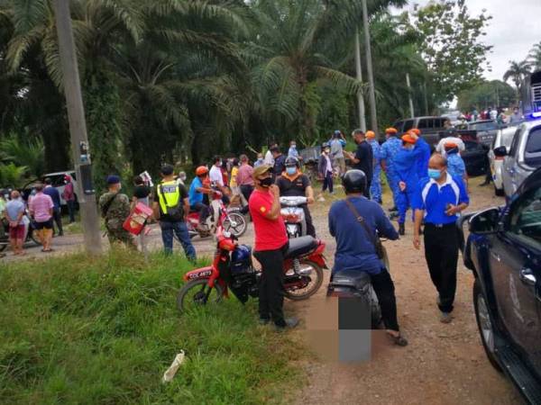 Insiden yang berlaku di Paya Lang,Triang selepas kehadiran jengkaut difahamkan untuk menebang pokok kelapa sawit di kawasan tersebut pada Selasa.