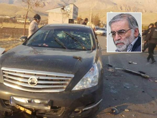 Lokasi kejadian di bandar Absard, timur Teheran ketika serangan yang membunuh Fakhrizadeh (gambar kecil) pada November lalu. - Foto: Agensi, gambar kecil: Mohsen Fakhrizadeh