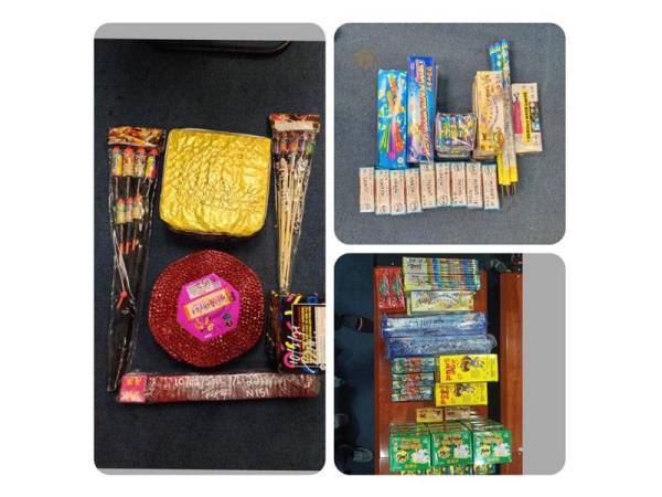 Pelbagai jenis mercun dirampas daripada dua lelaki di Taman Muda di sini pada Rabu.