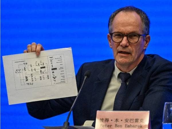 Peter Ben Embarek ketika mendedahkan laporan akhir tentang misi WHO di bandar Wuhan, wilayah Hubei pada Selasa. - Foto: AFP