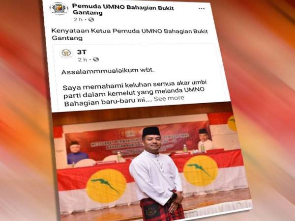 Kenyataan Mohammad Sollehin di laman Facebook Pemuda UMNO Bahagian Bukit Gantang pada Isnin.