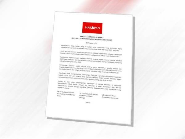 Kenyataan yang dikeluarkan Ahli Jawatankuasa Khas Bebas Darurat daripada Pakatan Harapan (PH) pada Selasa.