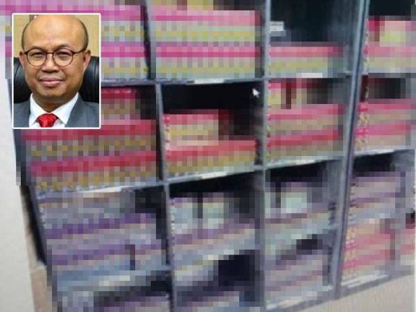 Sebahagian daripada 120 kotak produk kosmetik tidak bernotifikasi dengan KKM yang dirampas dalam Ops Fresh oleh CPF JKNS sejak Selasa lalu. Gambar kecil: Sha’ari