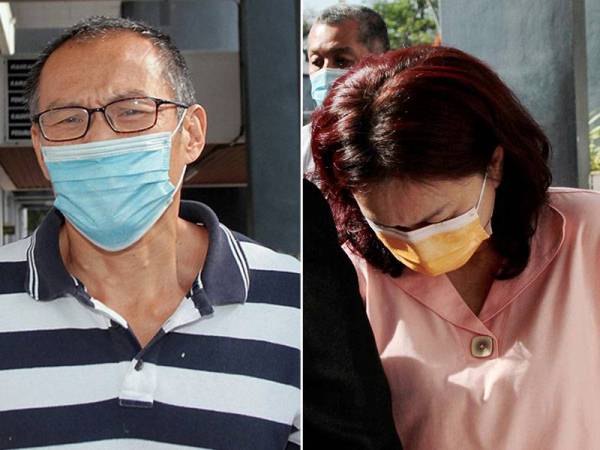 Chan Chen Shin (kiri) dan Pong Chin Yau mengaku tidak bersalah di Mahkamah Majistret Ipoh pada Khamis atas tiga pertuduhan menipu berkaitan pelaburan wang Bancus Coint berjumlah RM12,867.30 pada tahun 2019.
- FOTO: BERNAMA