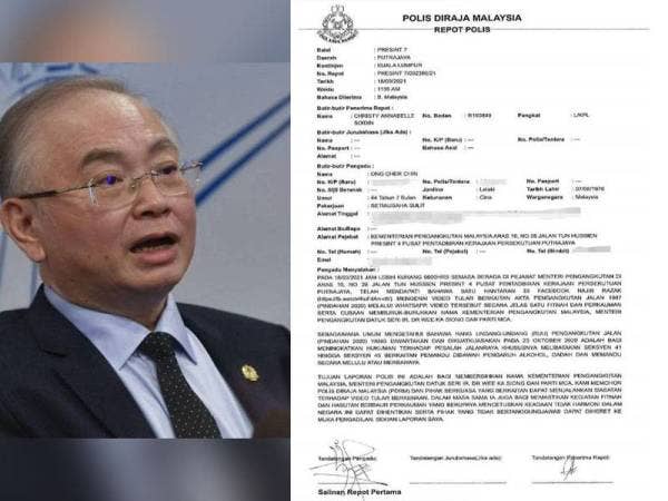 Laporan polis yang dibuat Cher Chin. Gambar kiri: Wee Ka Siong