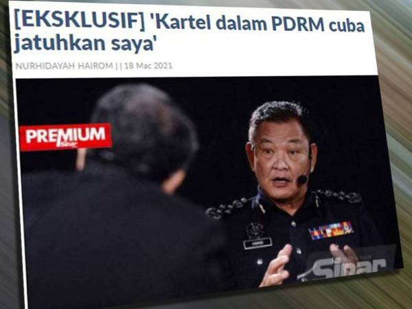 Laporan Sinar Harian berkaitan isu kartel PDRM yang didedahkan oleh Hamid dalam program Sinar Live yang dikendalikan oleh Tokoh Wartawan Negara, Tan Sri Johan Jaaffar di Kompleks Kumpulan Karangkraf pada minggu lalu.