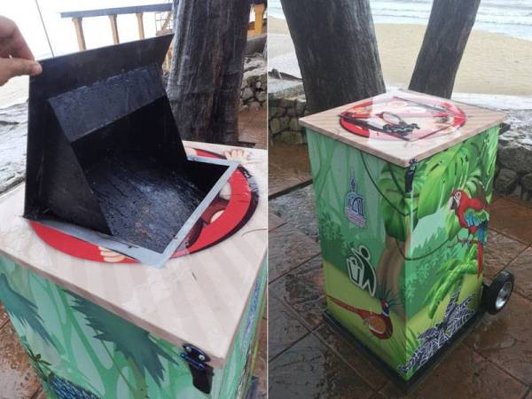 Tong sampah kalis monyet berjaya mengatasi masalah sampah bertaburan di pusat peranginan itu.
