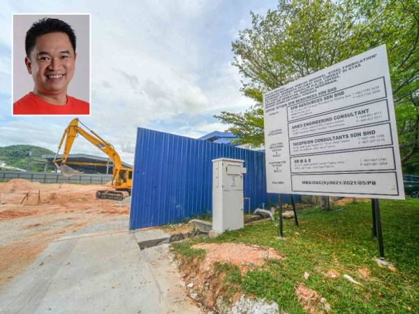Kerja-kerja pembinaan kelihatan telah dijalankan ditapak projek insinerator di Bandar Sri Sendayan. Gambar kecil: Teo Kok Seong