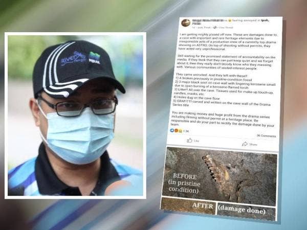 Rumaizi (Pengguna Facebook kecewa melihat kerosakan dan vandalisme yang berlaku di Gua Matsoorat.)