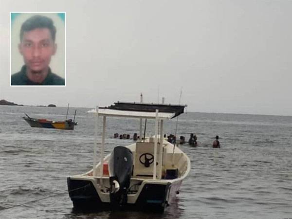 Operasi SAR mangsa yang dikhuatiri lemas di Pantai Sungai Ular, Kuantan pada Khamis. - Foto Ihsan bomba Gambar kecil: Mohd Shahrudin