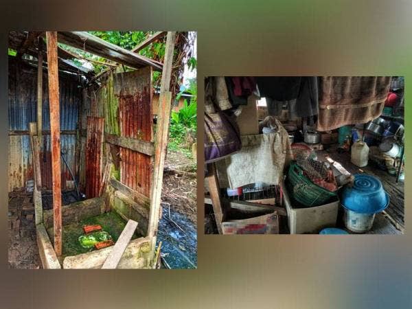 Tandas baharu yang turut dibina untuk dua beradik terbabit sempena program tersebut.
Gambar kanan: Keadaan dalam rumah dua pesakit itu sebelum dibersihkan oleh peserta program.