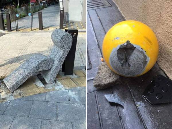 Keadaan kemudahan yang rosak akibat sikap tidak bertanggungjawab.