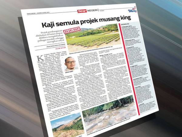 Laporan Sinar Harian pada 8 April lalu.