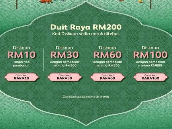 Empat kod promo yang terdapat dalam Kempen raya Go Shop 2021.