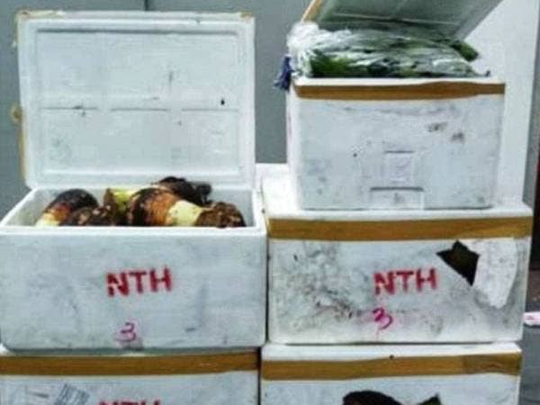 Antara ubi keladi yang turut dirampas bersama daun limau purut ketika pemeriksaan di Kompleks Kastam, Imigresen, Kuarantin dan Keselamatan (ICQS) Bukit Kayu Hitam di sini pada Rabu.