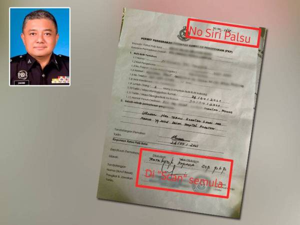 Dokumen yang dipalsukan wanita berkenaan dalam cubaanya untuk rentas negeri pada Selasa. Gambar kecil: Zaiham