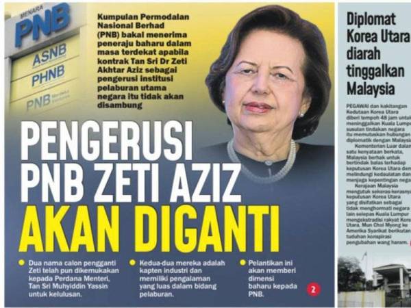 Muka hadapan Sinar Harian pada 20 Mac lalu.