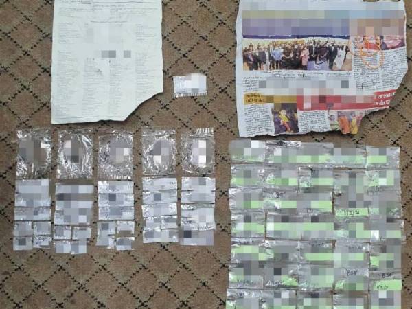 Polis merampas dadah jenis heroin dan syabu menerusi Op Tapis di sebuah rumah flat di Damansara, Petaling Jaya pada Sabtu.