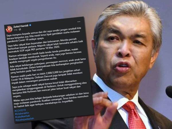Kenyataan dimuat naik Ahmad Zahid di Facebooknya.