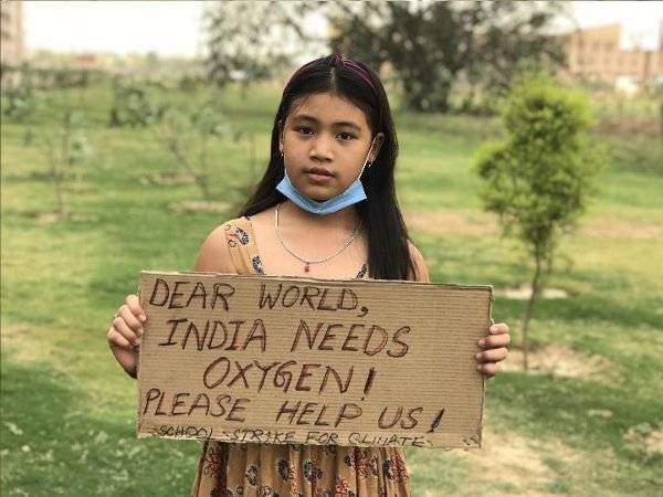 Licypriya turut merayu kepada orang ramai untuk menyumbang mesin oksigen kepada India. - Foto Twitter Licypriya