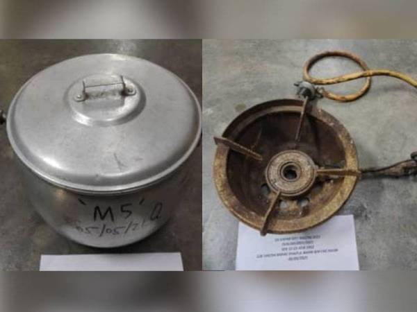 Antara peralatan memproses air ketum yang dirampas dalam serbuan berkenaan.