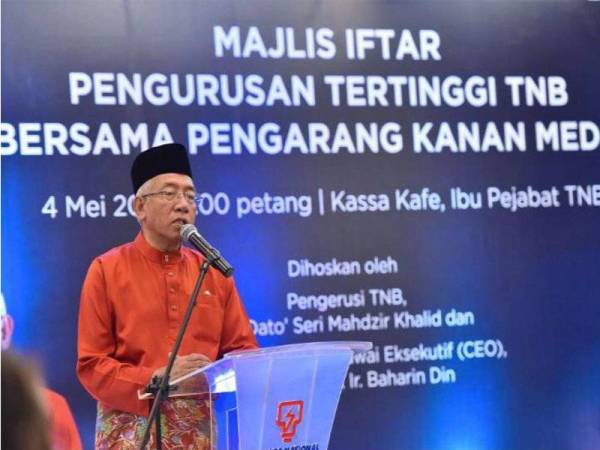 Mahdzir ketika berucap pada Majlis Iftar Pengurusan Tertinggi TNB Bersama Pengarang Kanan Media di Ibu Pejabat TNB, pada Selasa.