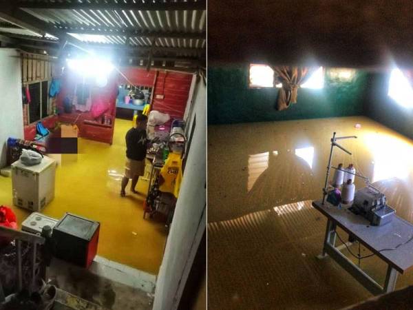 Keadaan rumah mangsa yang dinaiki air menyebabkan 1 Syawal disambut dalam keadaan banjir buat 17 keluarga di Kampung Batu Kapor, Temerloh.