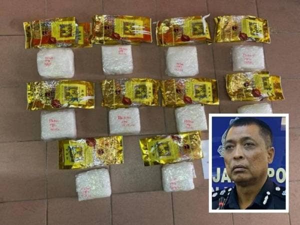 Dadah bernilai RM396,566 yang dirampas susulan penahanan suspek wanita di Taman Danau Kota, Kuala Lumpur pada Isnin. (Gambar kecil: Adnan)