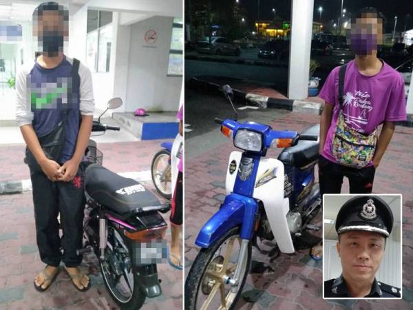 Suspek ditahan kerana menunggang motosikal secara merbahaya. Gambar kecil: Hoo Chang Hook