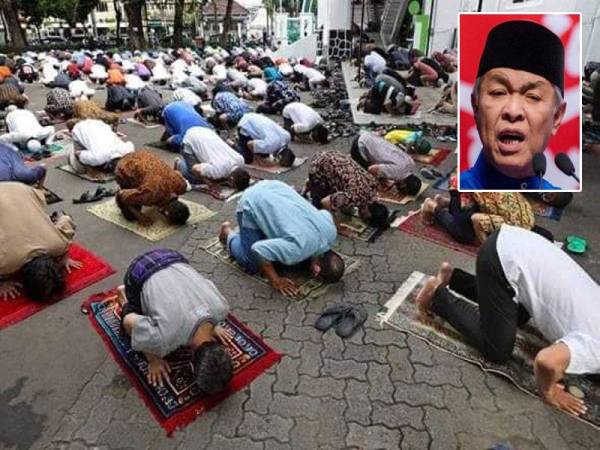 Ahmad Zahid (gambar kecil) mengemukakan cadangan berhubung pelaksanaan solat Jumaat semasa tempoh PKP. - Gambar hiasan dari FB Ahmad Zahid