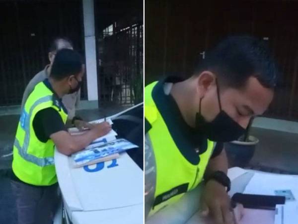 Tangkap layar video tular menyaksikan Abdul Wahed tenang merekodkan butiran walaupun diprovokasi lelaki yang bertindak merakam video.