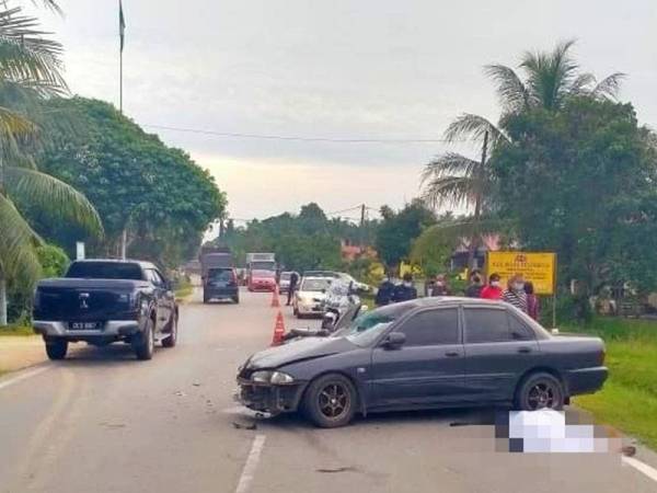 Situasi kemalangan maut yang meragut nyawa seorang kakitangan KADA di jalan Kemubu-Kota Bharu berhampiran Kampung Chekok, Kota Bharu.