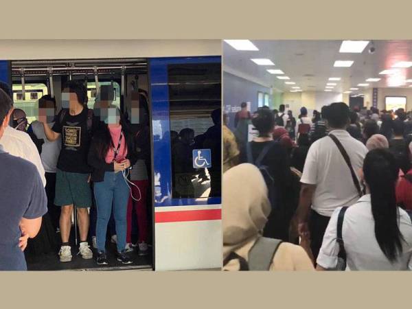 Gambar yang dikongsikan pengguna Twitter situasi di Stesen LRT
Gambar kanan: Suasana di LRT Masjid Jamek Kuala Lumpur. Foto: Ihsan pembaca