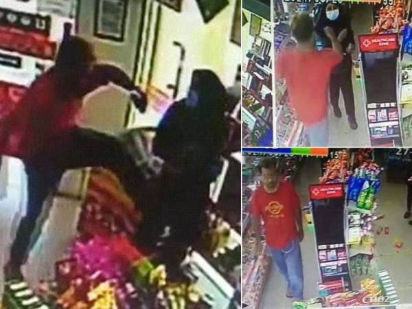 Tangkap layar video tular memaparkan seorang lelaki menyerang pelanggan di sebuah kedai serbaneka di Jalan Sultan Mahmud, Kuala Terengganu.