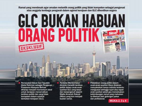 Muka depan Sinar Harian pada Ahad.