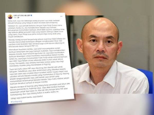 Hantaran Facebook yang dimuat naik Lip Eng.