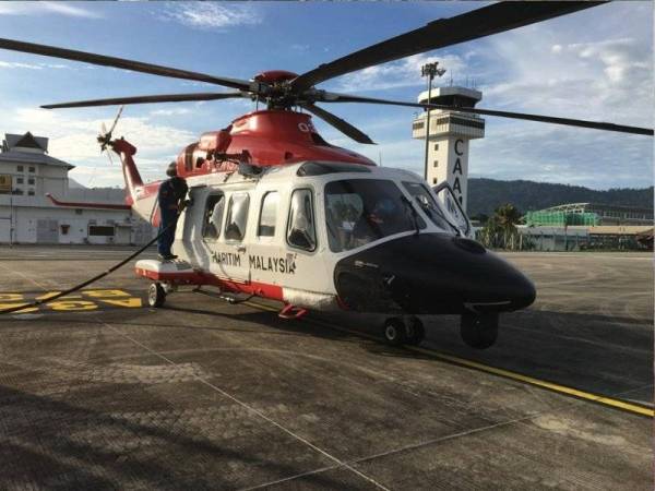 Maritim menempatkan satu aset udara helikopter AW139 di Langkawi, Kedah sebagai langkah siap siaga mengekang kemasukan pelarian Rohingya ke dalam negara. - Foto Maritim