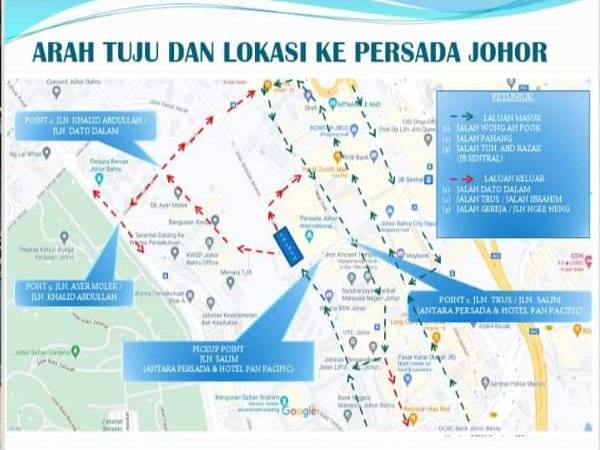 Enam laluan berhampiran Pusat Konvensyen Antarabangsa Persada yang ditutup bermula Isnin.